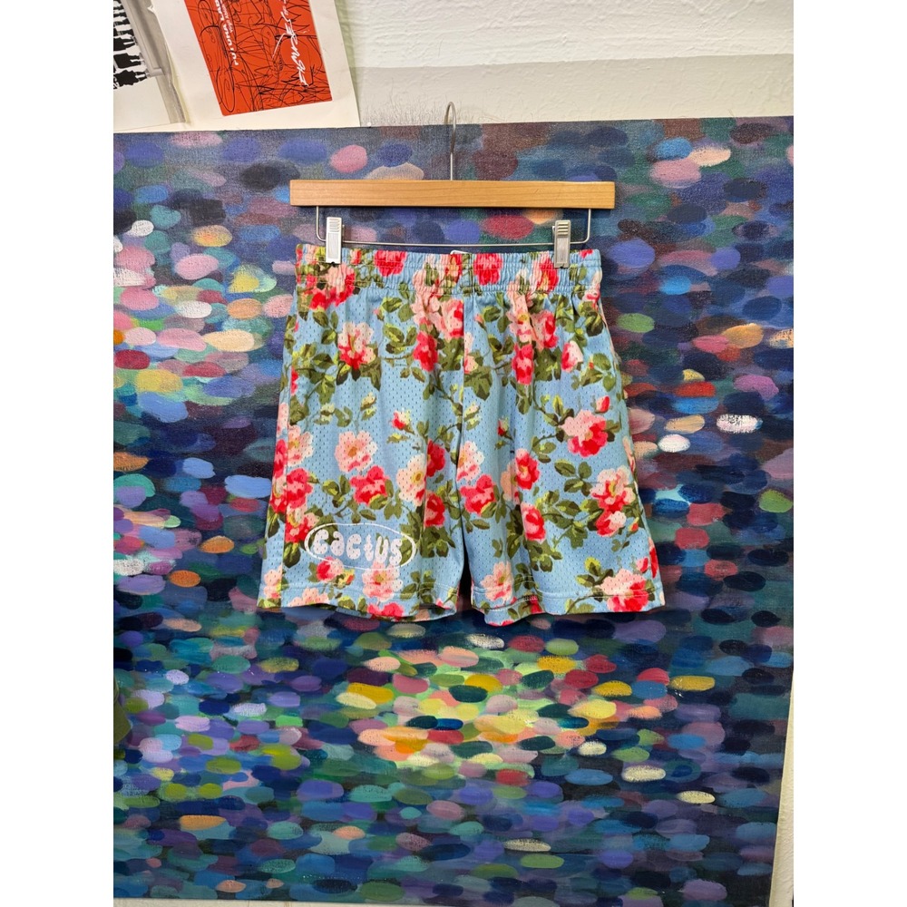 Azva Cactus Valley Diva Floral Mesh Shorts Mens Large Blue